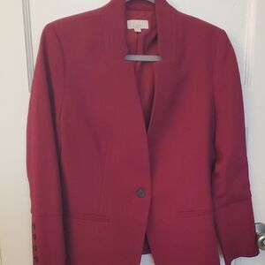 LOFT Notch Collar Blazer - Cranberry Red Size 10P
